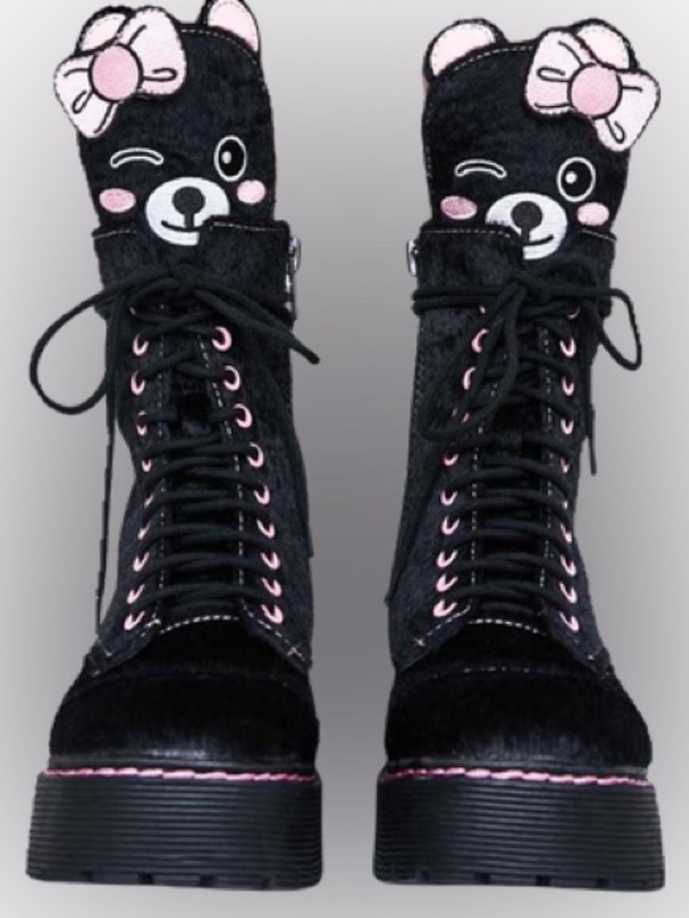 #68 Sugar Thrillz Dollskill Best Furrends Women’s Teddy Bear Platform boots